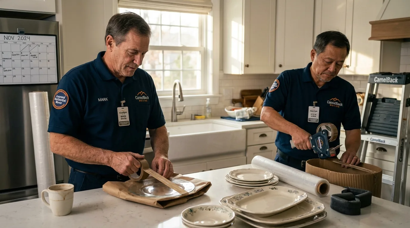 Professional crew packing kitchen dishware in Belle Chasse, LA
